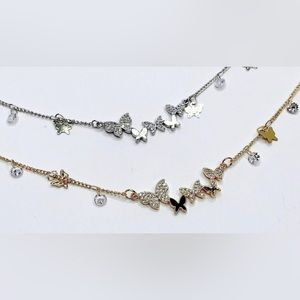 💥💥FLASH SALE💥💥 NWT Gold Butterfly and Crystal Necklace 16” + 3” extender